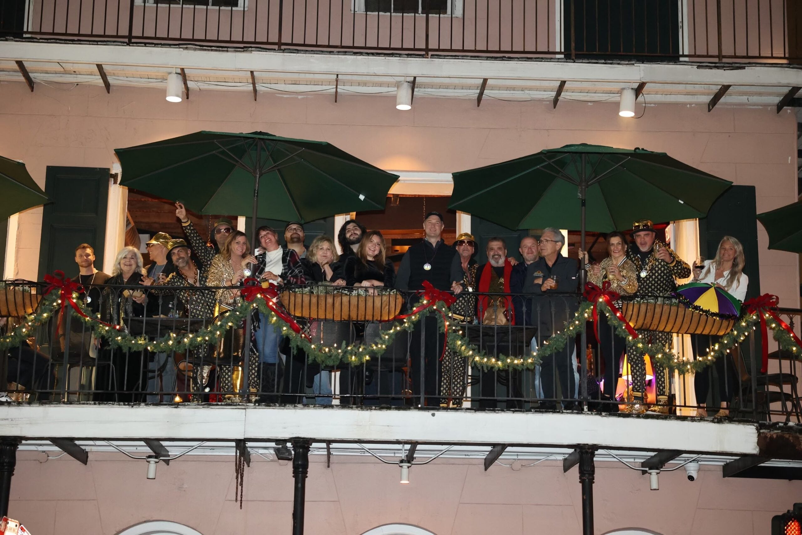 Guests gathered on the balcony
