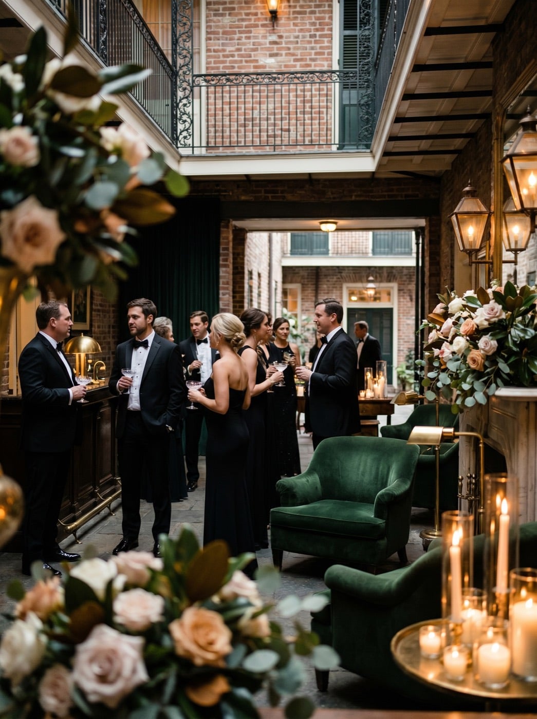 Wedding cocktail hour in the velvet lounge