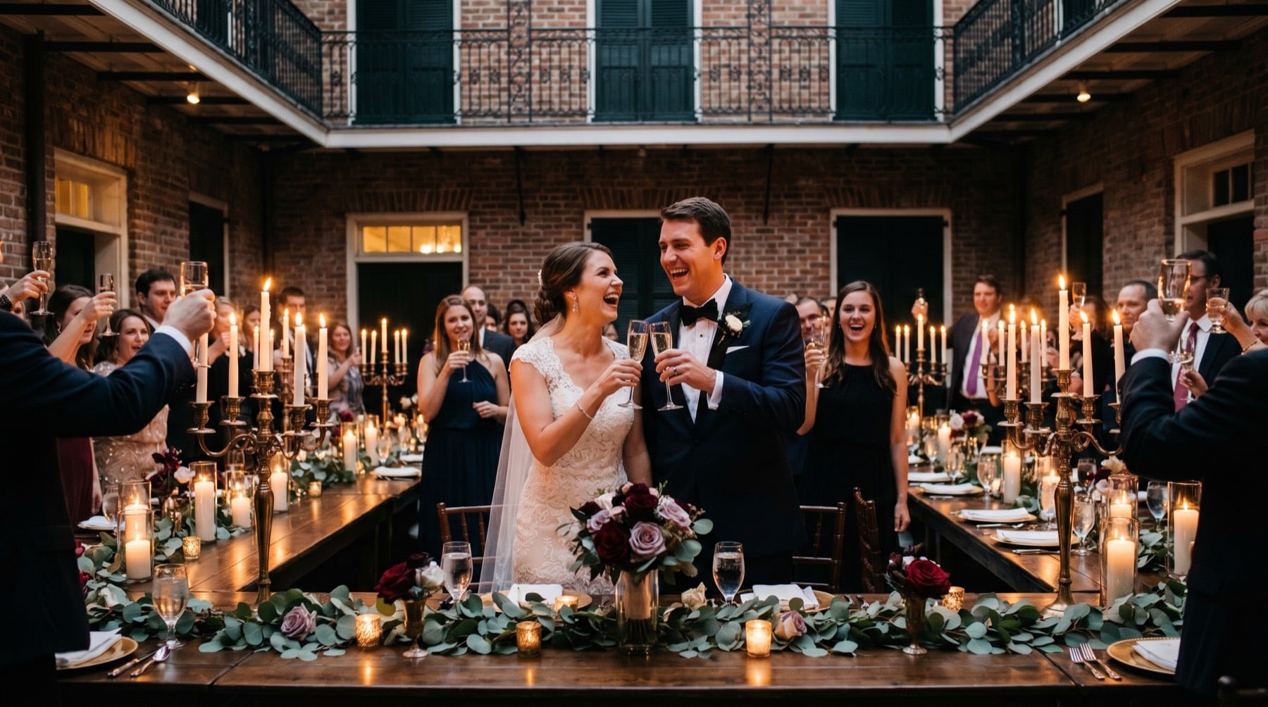 Head table toast at a Toulouse Terrace wedding